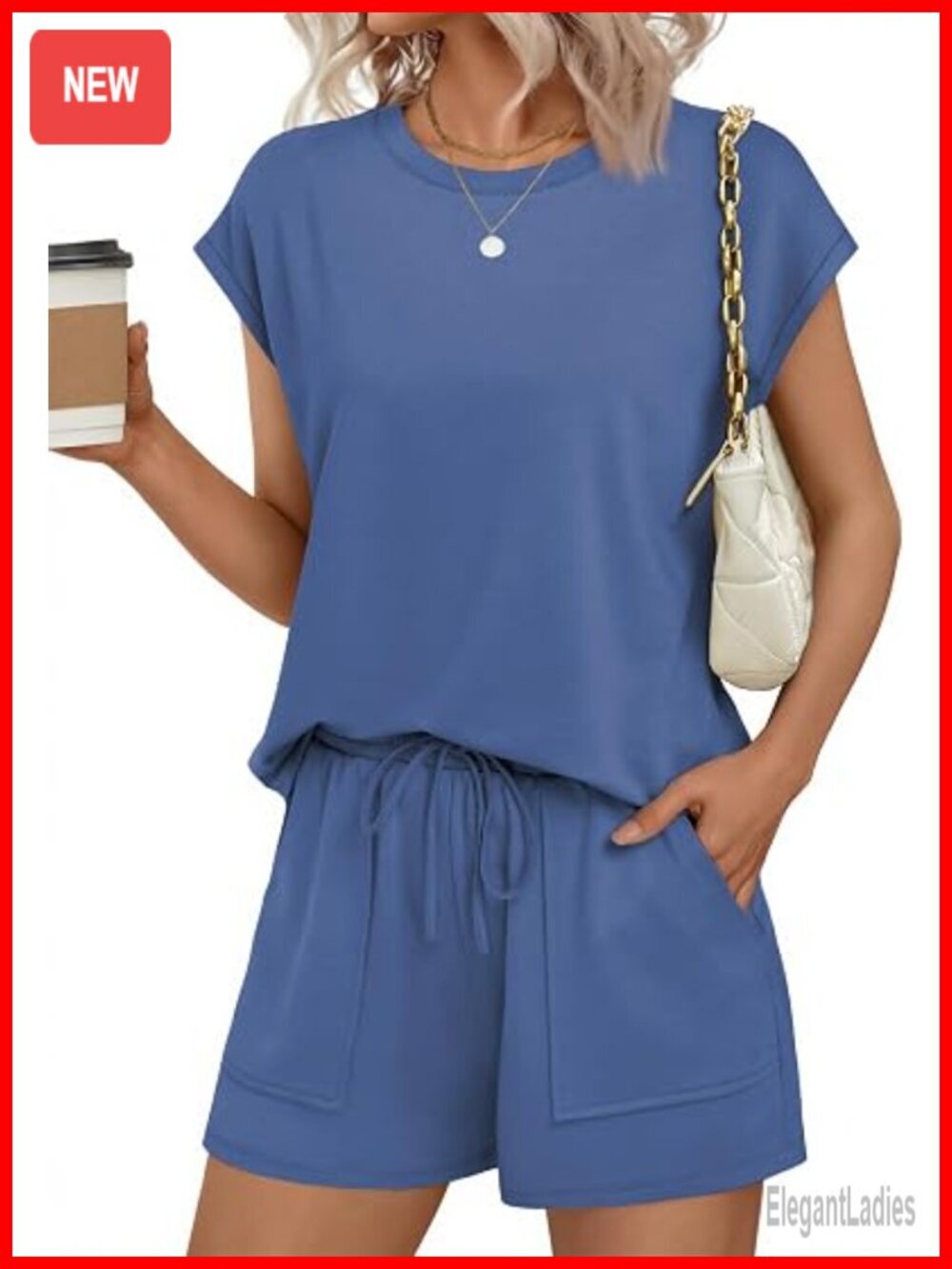 Cap Sleeve Lounge Short Set with Pockets Summer Vacation Outfits